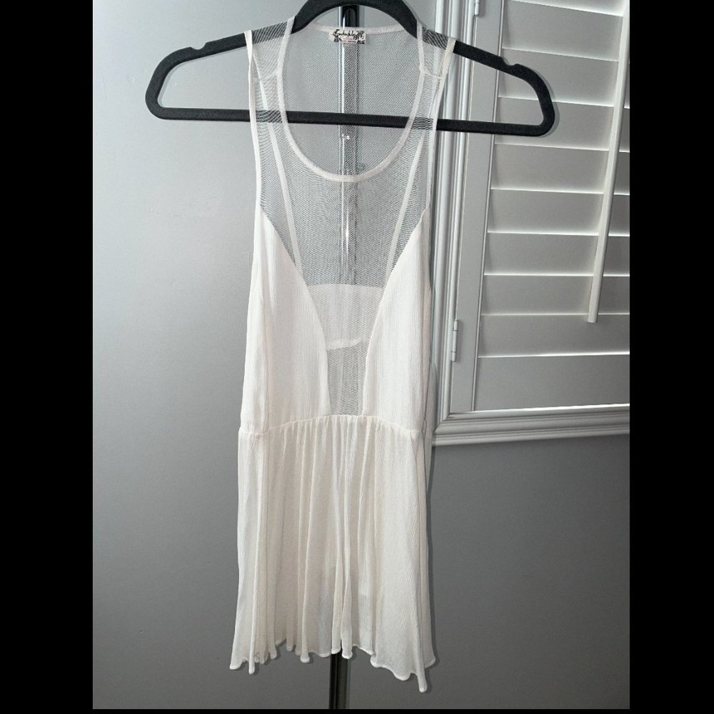 Free People White Mesh Top